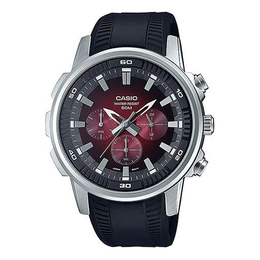 Casio Dress Classic Analog Watch 'Black Red Silver' MTP-E505-4AV