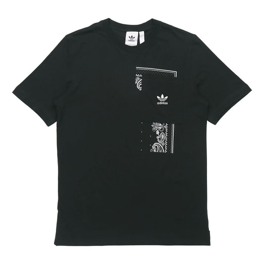 adidas originals Casual Printing Pocket Round Neck Short Sleeve Black DX3658