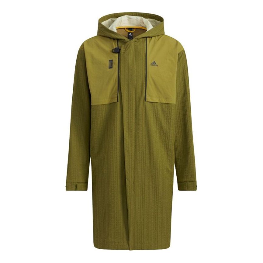 Men's adidas Wj Longtex Jkt Sports Stylish Hooded Jacket Military Green H39337