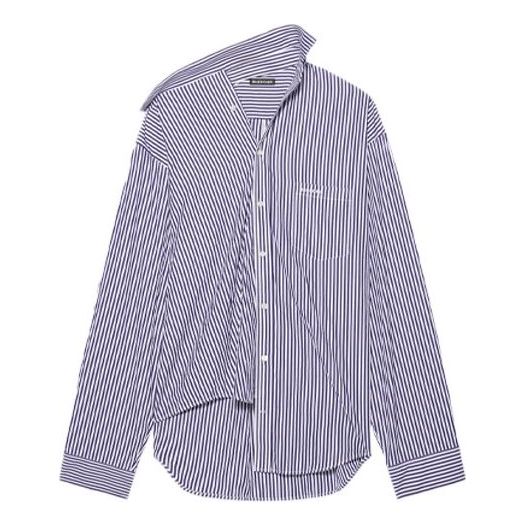 Balenciaga FW21 Stripe Long Sleeved Shirt Dark-Blue 663034TIM368502
