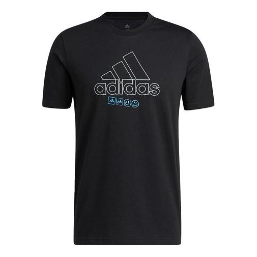 Men's adidas Minimalistic Alphabet Large Logo Printing Athleisure Casual Sports Round Neck Short Sleeve Black T-Shirt IB9430