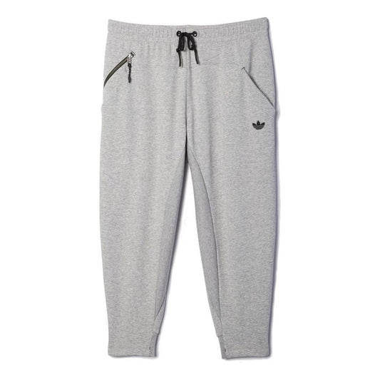 adidas originals Athleisure Casual Sports Knit Cropped Pants Gray AB9282