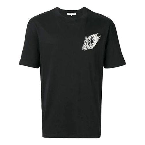 Men's McQ Alexander McQueen Cotton Embroidered Pattern Short Sleeve Black 291571-RMT59-1000