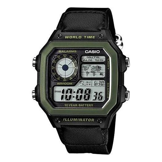 CASIO G Shock Battery Sports /Green Quartz Mens Black Digital AE-1200WHB-1B