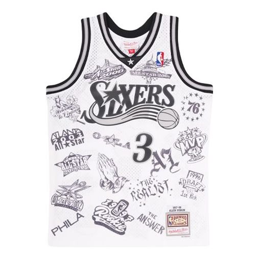 Mitchell & Ness NBA AI World Tour Swingman Philadelphia 76ers Jersey - White SMJYDX21038-P76WHIT