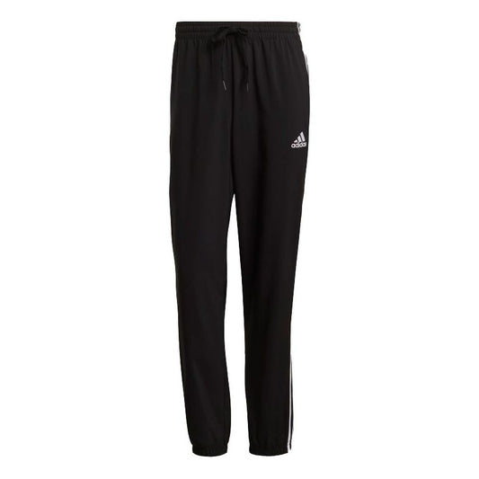 adidas Stripe Loose Straight Training Sports Pants Black GK8982