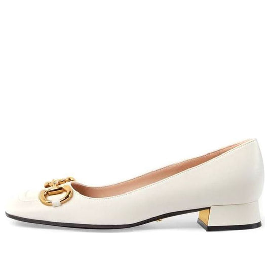 (WMNS) Gucci Ballet Flat with Horsebit 'White Leather' 645600-C9D00-9022