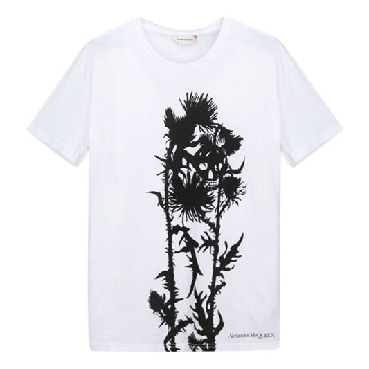 Men's Alexander McQueen Printing Logo Casual Short Sleeve White 631405-QPZ82-0900