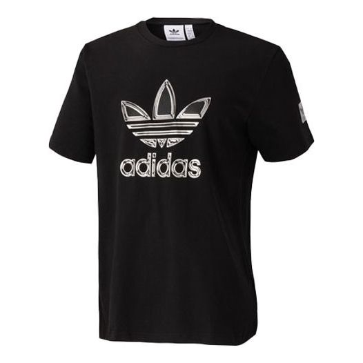 adidas Originals Logo Printing Sports Short Sleeve Tee 'Black Silver' GT4372
