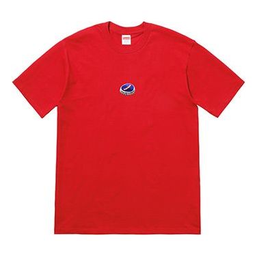 Supreme FW18 Bottle Cap Tee Red Chest Logo Short Sleeve Unisex SUP-FW18-036