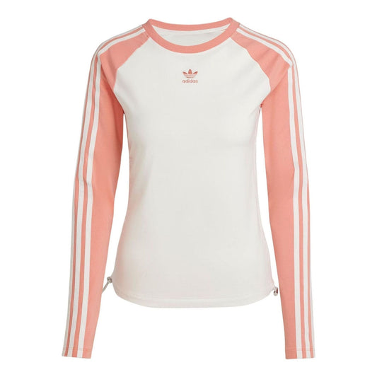 (WMNS) adidas originals Slim Fit Long Sleeve Tee Asia Sizing 'White Pink' IY0781