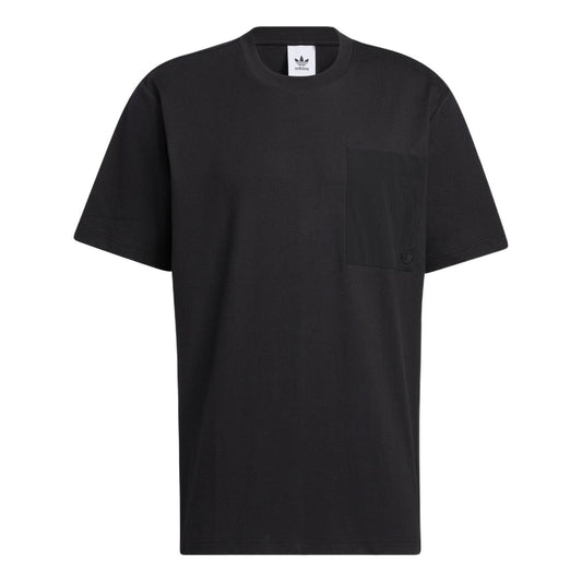 adidas originals Solid Color Casual Sports Round Neck Pullover Short Sleeve Black HM8008