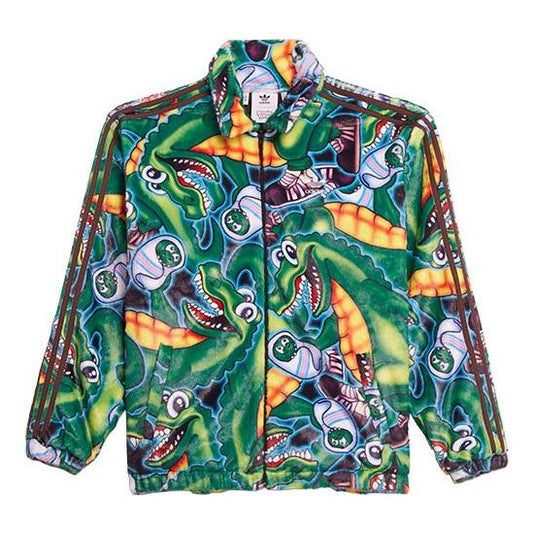 adidas originals x Kerwin Frost Crossover Cartoon Full Print lapel Jacket Green H66306