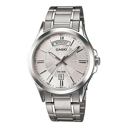 CASIO Sports Quartz Waterproof Stainless Steel Strap Unisex Mens SilverGray Analog MTP-1381D-7AVDF