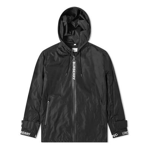 Burberry Letter Zipper Anorak Jacket Male Black 8027690-A1189