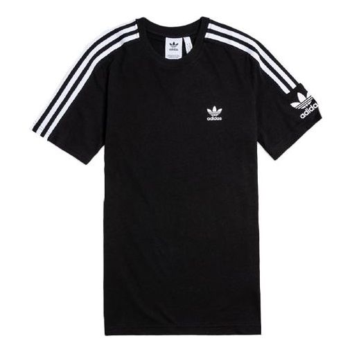adidas originals 3 Bands Logo Printing Short Sleeve Men's Black ED6116