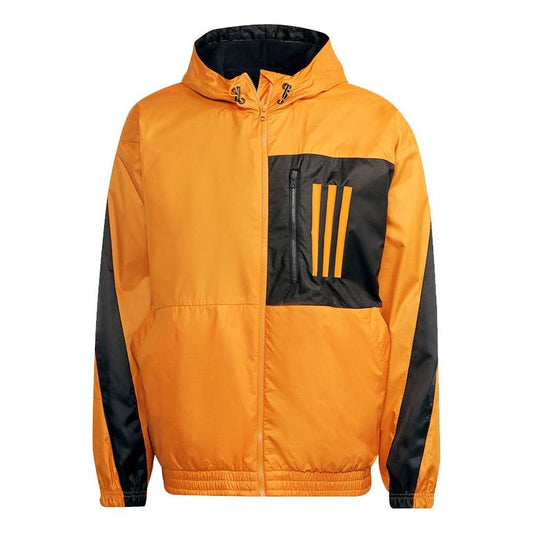 adidas M W.n.d. Jkt Pb Colorblock Pocket Sports Hooded Jacket Orange H56356