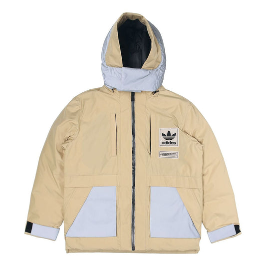 adidas originals Large Logo Cargo hooded Stay Warm Down Jacket Creamy White H66018