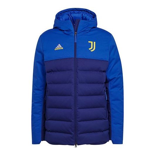 adidas Zipper hooded Colorblock Down Jacket Blue GR2903