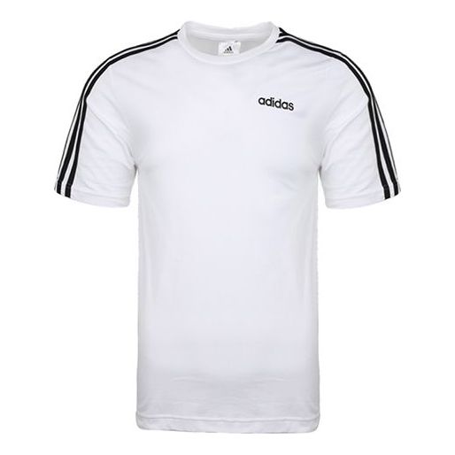 adidas E 3S Tee Classic Stripe Training Sports Round Neck Short Sleeve White DU0441