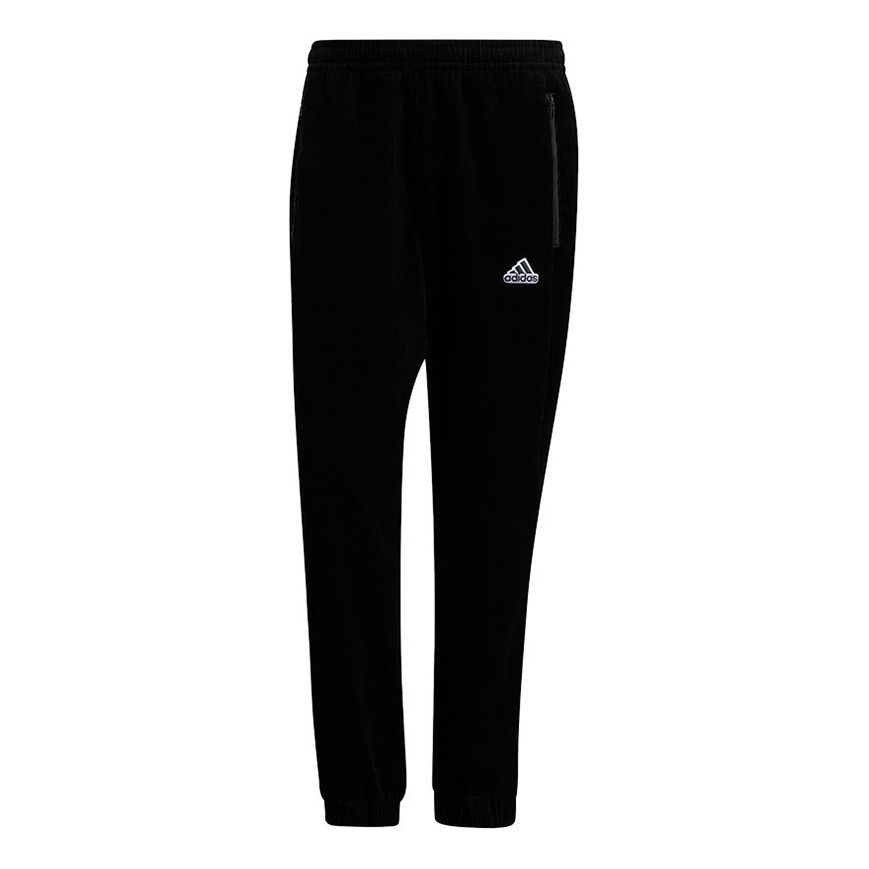 Men's adidas Embroidered Logo Corduroy Bundle Feet Sports Pants/Trousers/Joggers Black HG1837