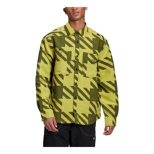 adidas originals Fashion Shirt Contrasting Colors Collar Sports Long Sleeves Green GD9343