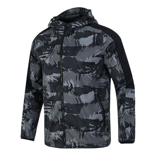 adidas Camouflage Sports hooded Casual Running Jacket Black H40232