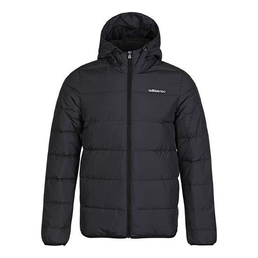 adidas neo M Trans Dwn Jkt Windproof Stay Warm Sports hooded down Jacket Black GM2325