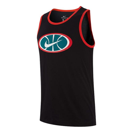 Nike Logo Printing Contrasting Colors Sports Basketball Vest Black BQ3676-010