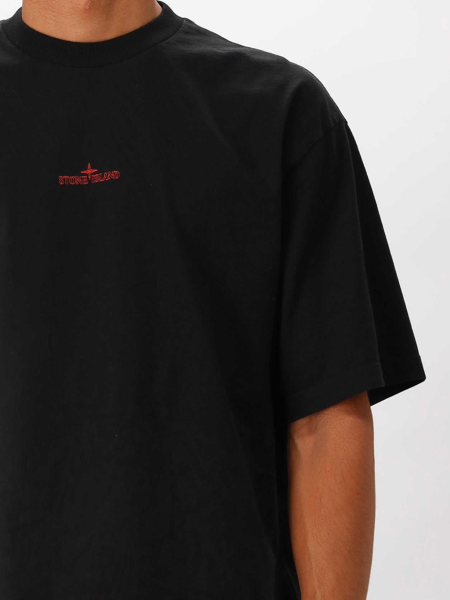 Stone Island T-shirt Backprint Zwart