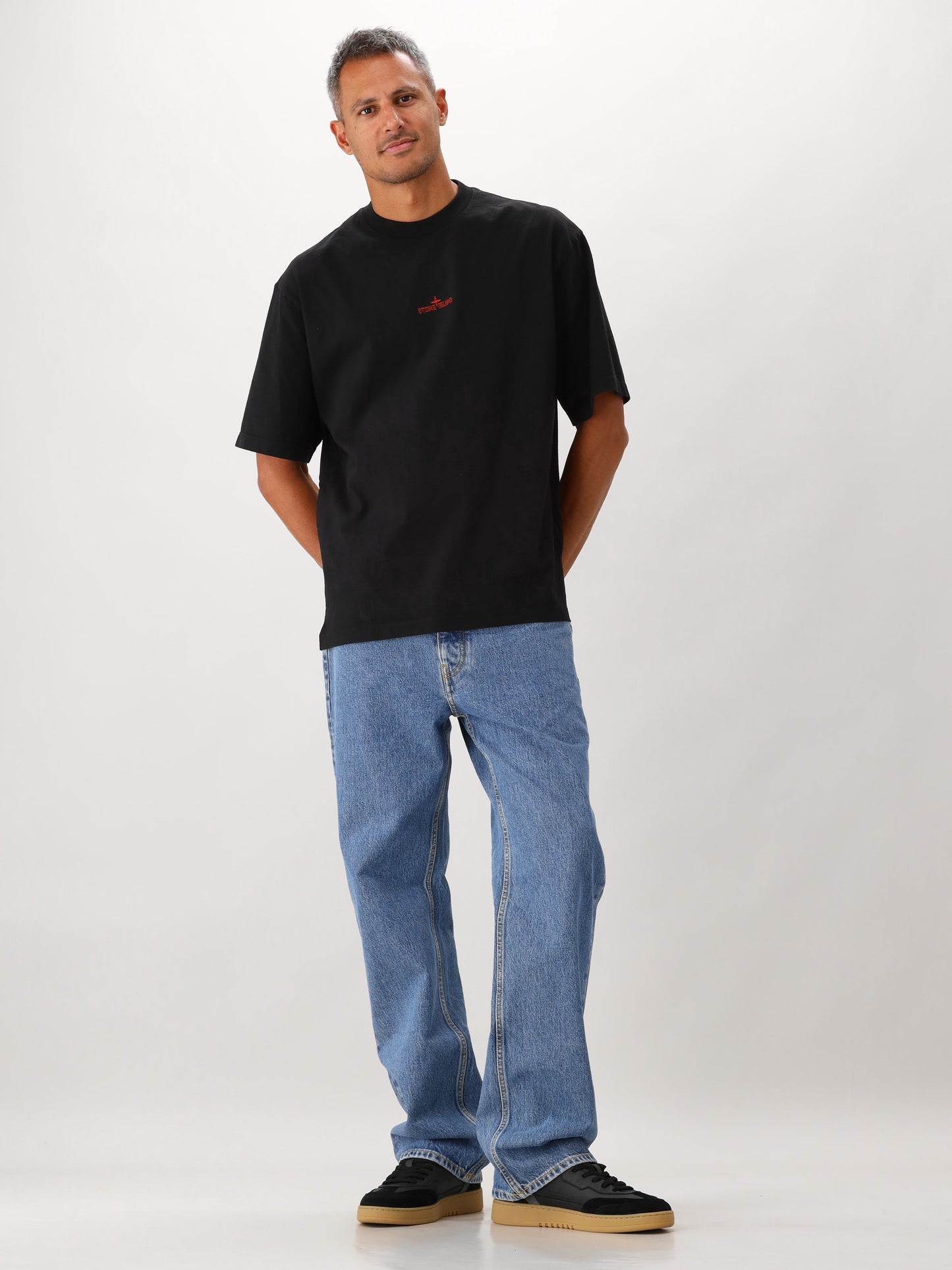Stone Island T-shirt Backprint Zwart